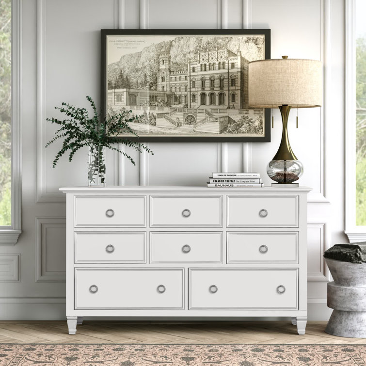 Arnedo 8 Drawer Solid Wood Dresser Lark Manor Color White